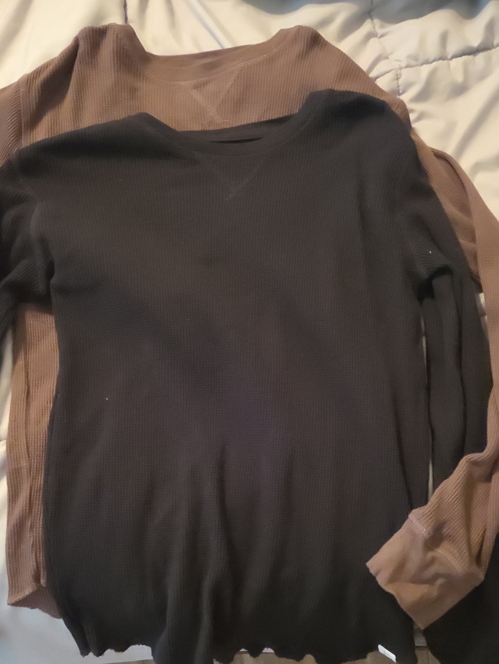 GAP Ribbed Long Sleeve Tops — Black & Brown Set